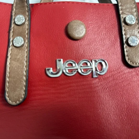 Jeep Red Tote with Tan Handles - Picture 11 of 11